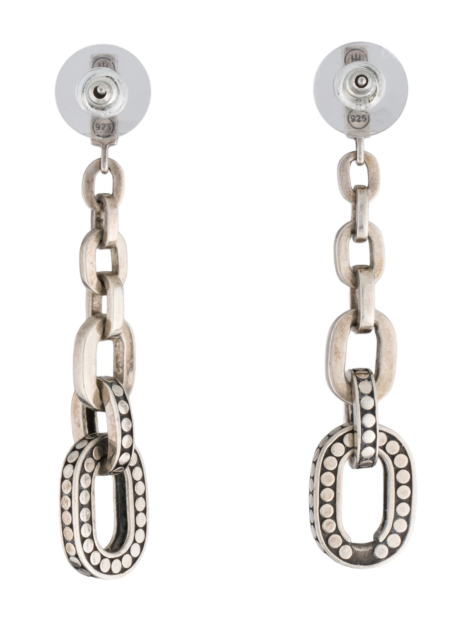 John Hardy Dot Oval Link Dangle Drop Earrings